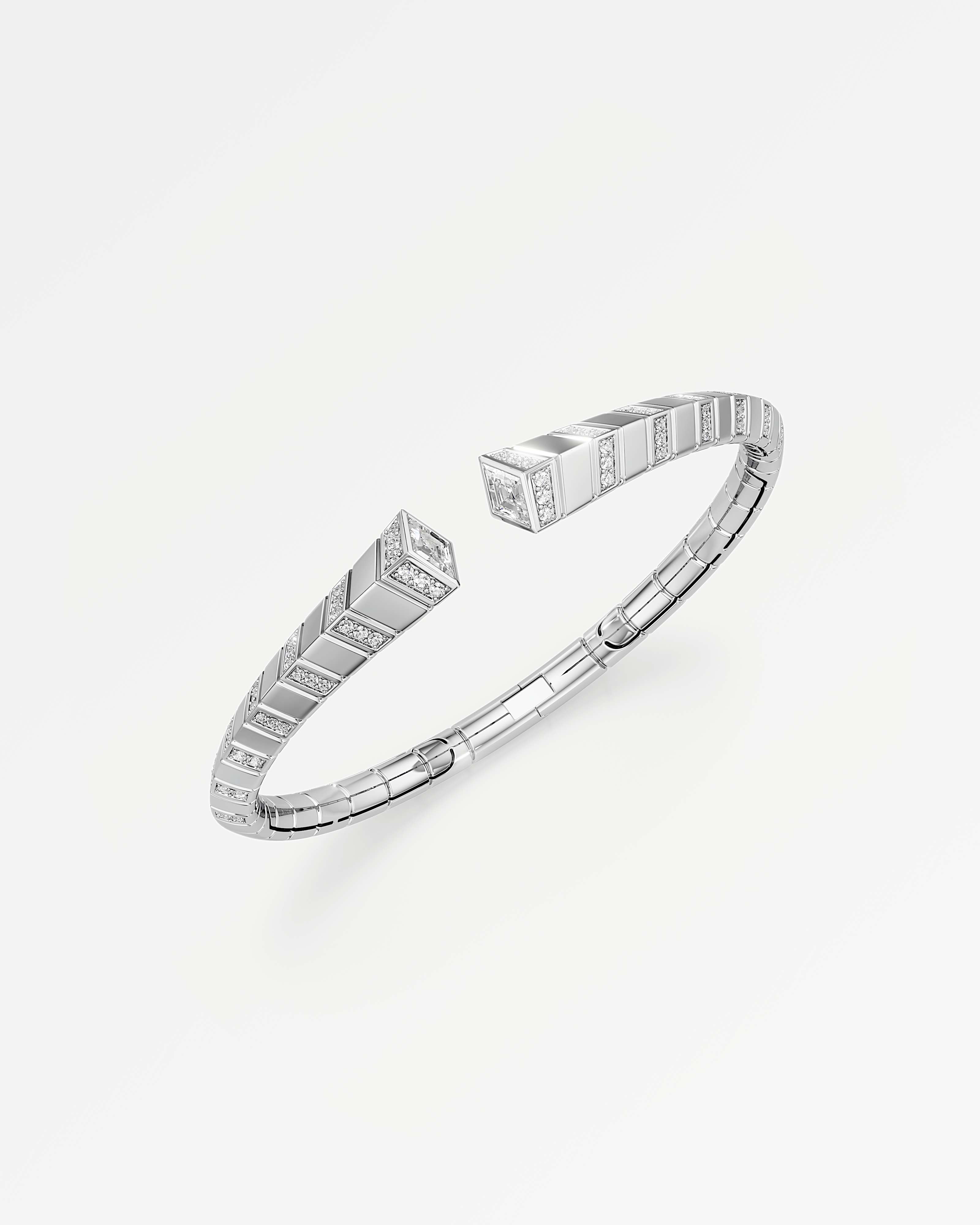 AM To Beyond Skira Diamond Bangle, in 14K White Gold (1.52 ctw)