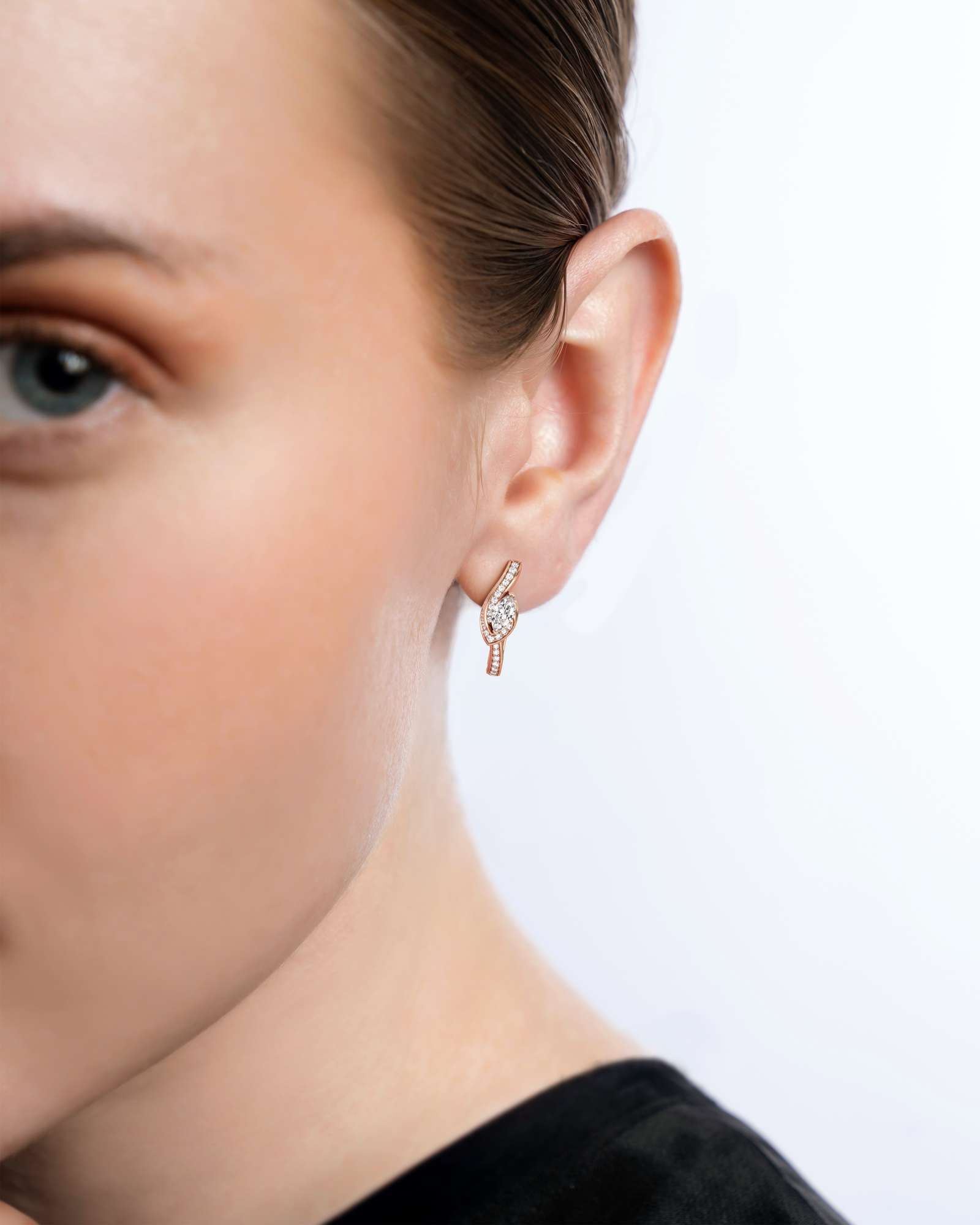 You Whirlwind Diamond Hoop Earrings, in 14K Rose Gold (1.04 ctw)