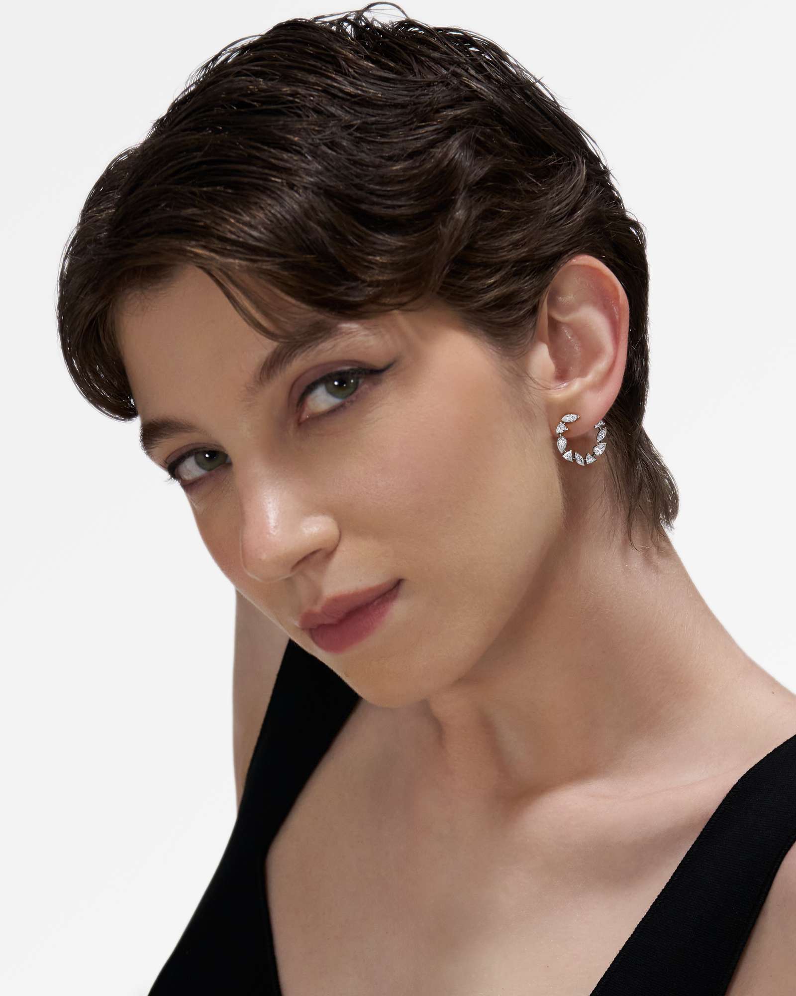 Pinnacle Ragia Diamond Hoop Earrings, In 14K White Gold (2.74 ctw)