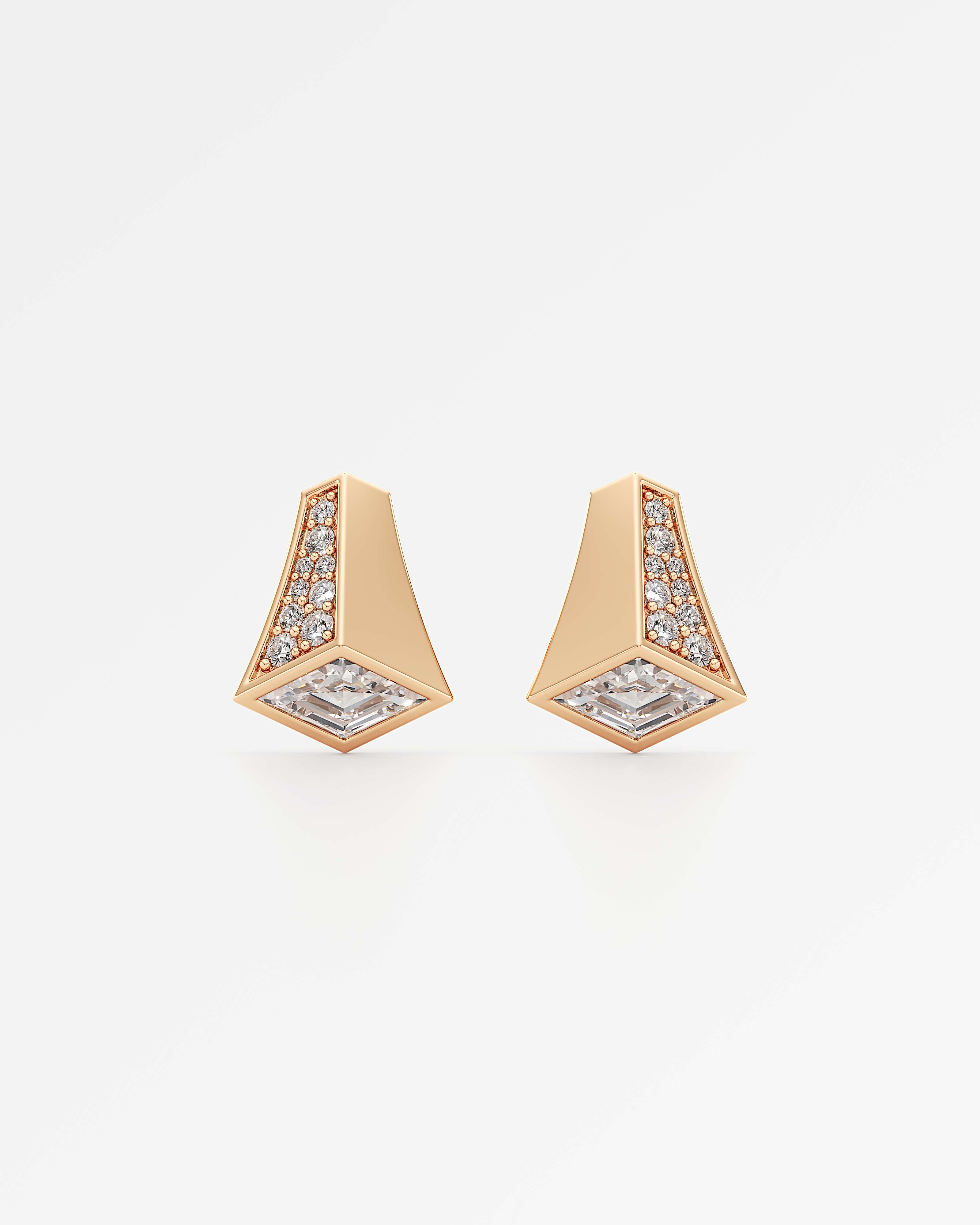 AM To Beyond Vertine Diamond Stud Earrings, In 14K Rose Gold (1.03 ctw)