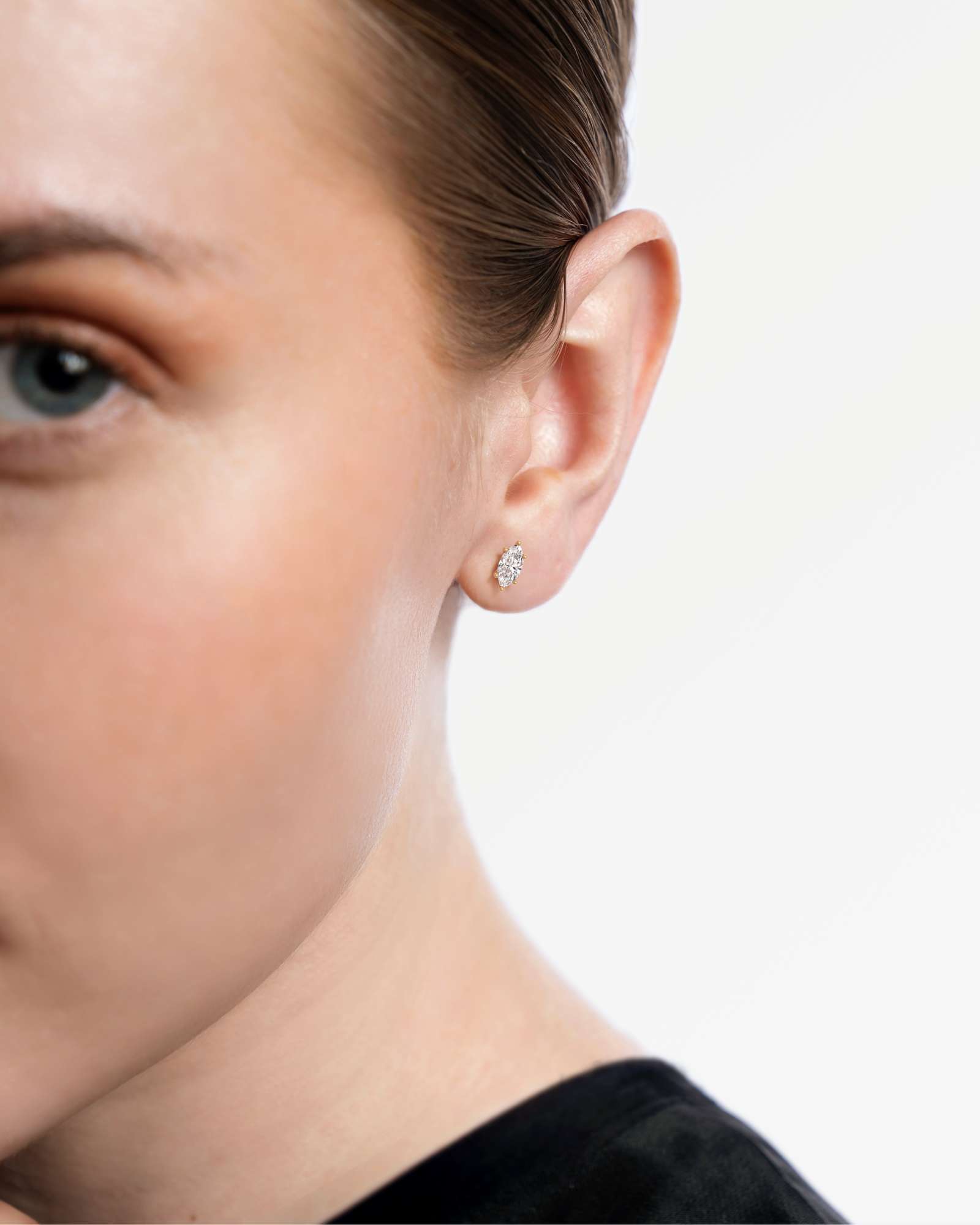 Verve Juliette Diamond Stud Earrings, With 0.50 ct Marquise Cut in 14K Yellow Gold (1.00 ctw)