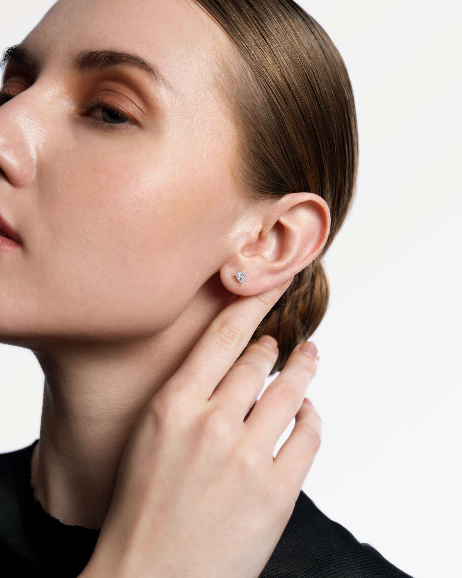 Verve Juliette Diamond Stud Earrings, With 0.50 ct Trillion Cut in 14K White Gold (1.00 ctw)