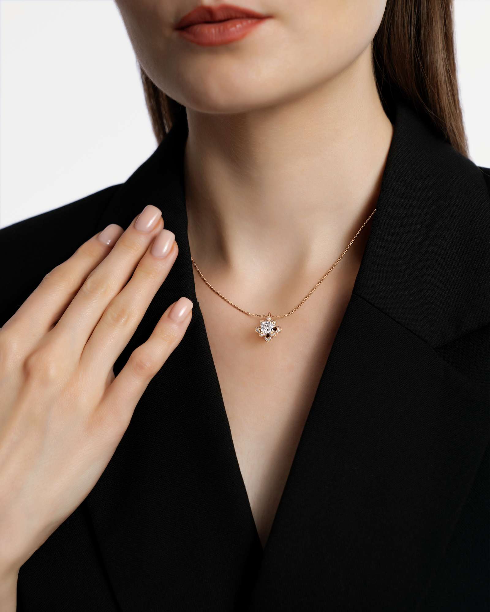 Velara Eterna Diamond Pendant, With 1.50 ct Cushion Cut in 14K Yellow Gold (1.93 ctw)