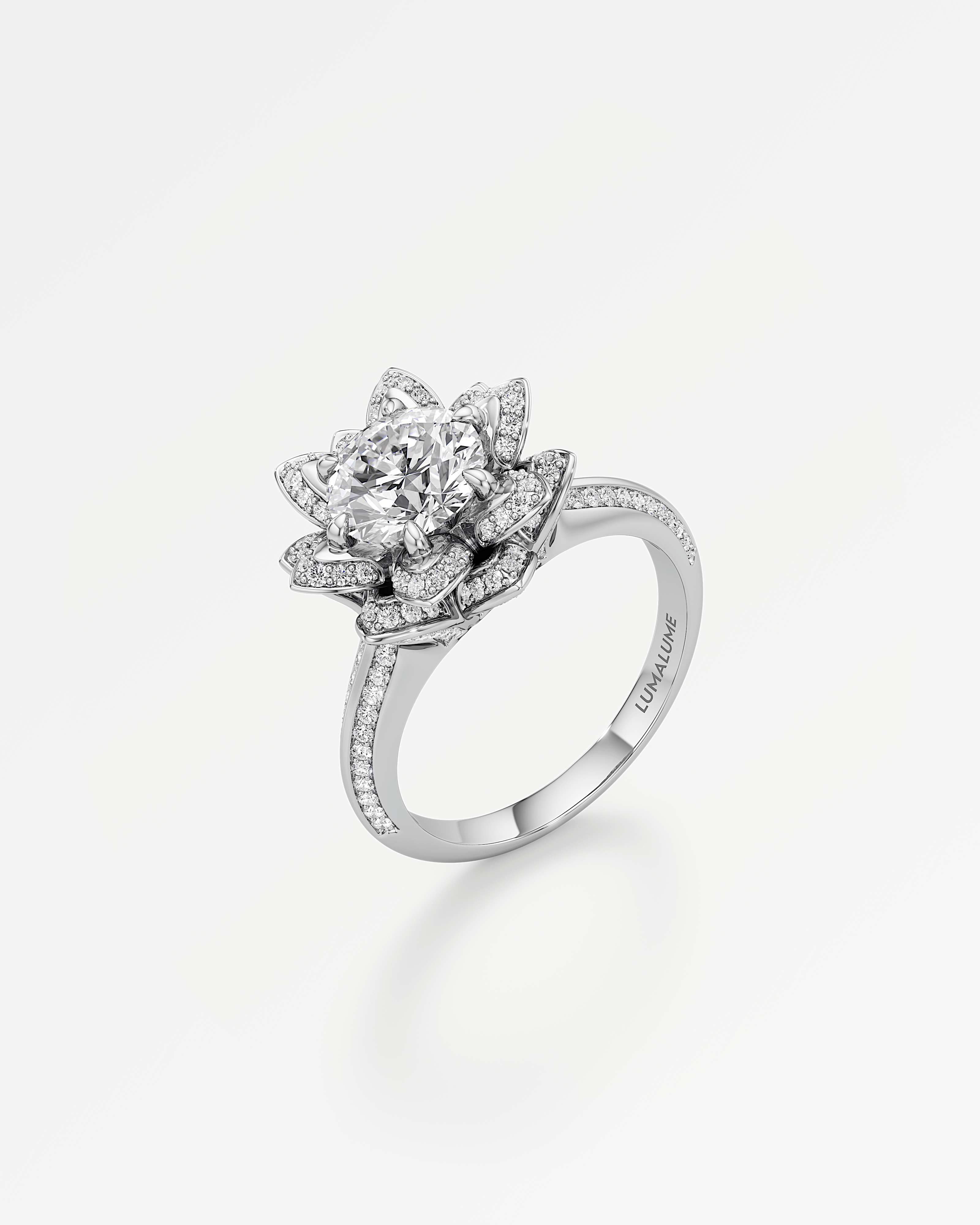 Velara Elaria Diamond Engagement Ring, With 1.50 ct Round Cut in 14K White Gold (2.25 ctw)