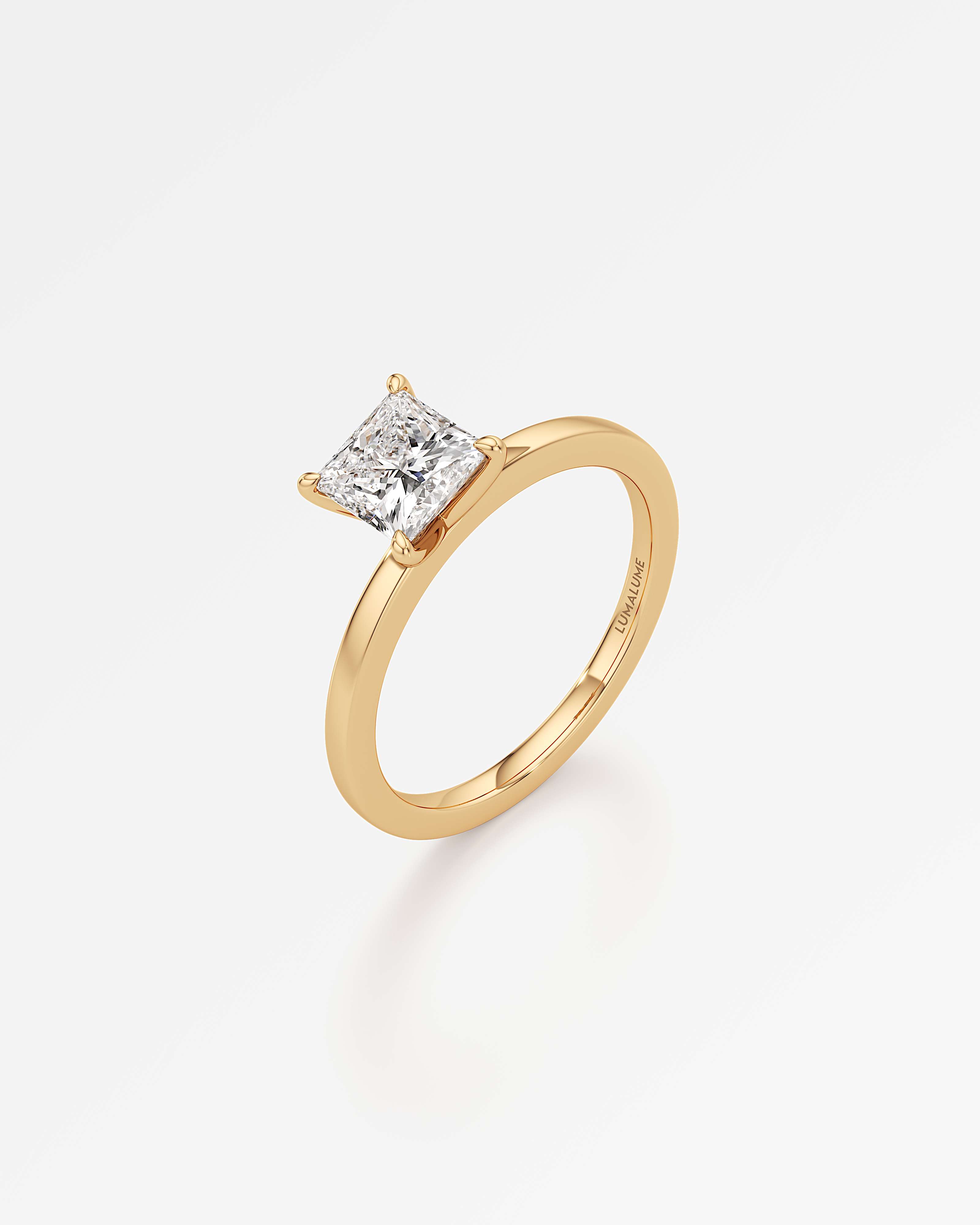 Verve Elsa Solitaire Diamond Engagement Ring, With 1.00 ct Princess Cut in 14K Yellow Gold (1.00 ctw)