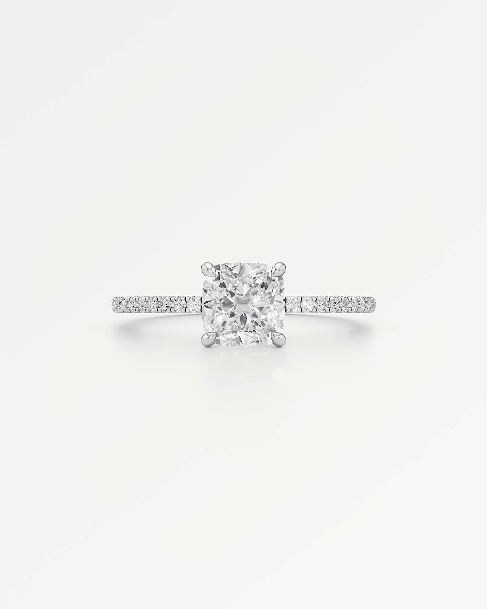 Verve Elin Solitaire Diamond Engagement Ring, With 1.00 ct Cushion Cut in 14K White Gold (1.20 ctw)