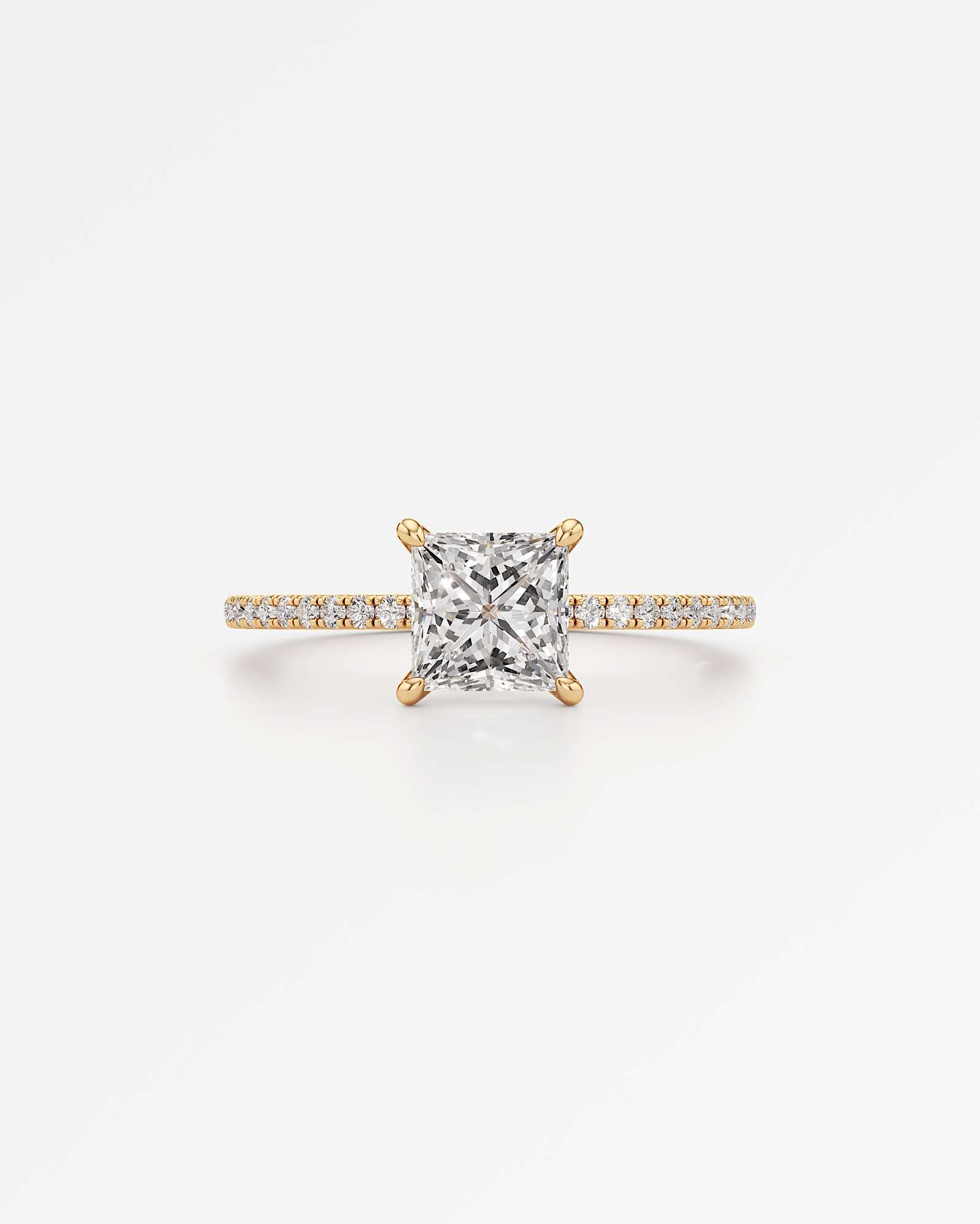 Verve Elin Solitaire Diamond Engagement Ring, With 1.00 ct Princess Cut in 14K Yellow Gold (1.20 ctw)
