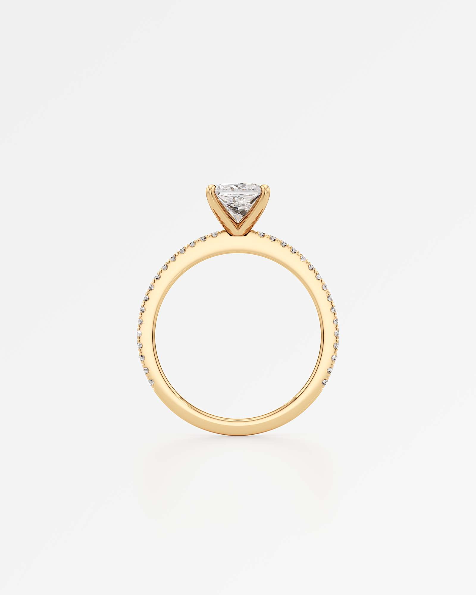 Verve Elin Solitaire Diamond Engagement Ring, With 1.00 ct Princess Cut in 14K Yellow Gold (1.20 ctw)