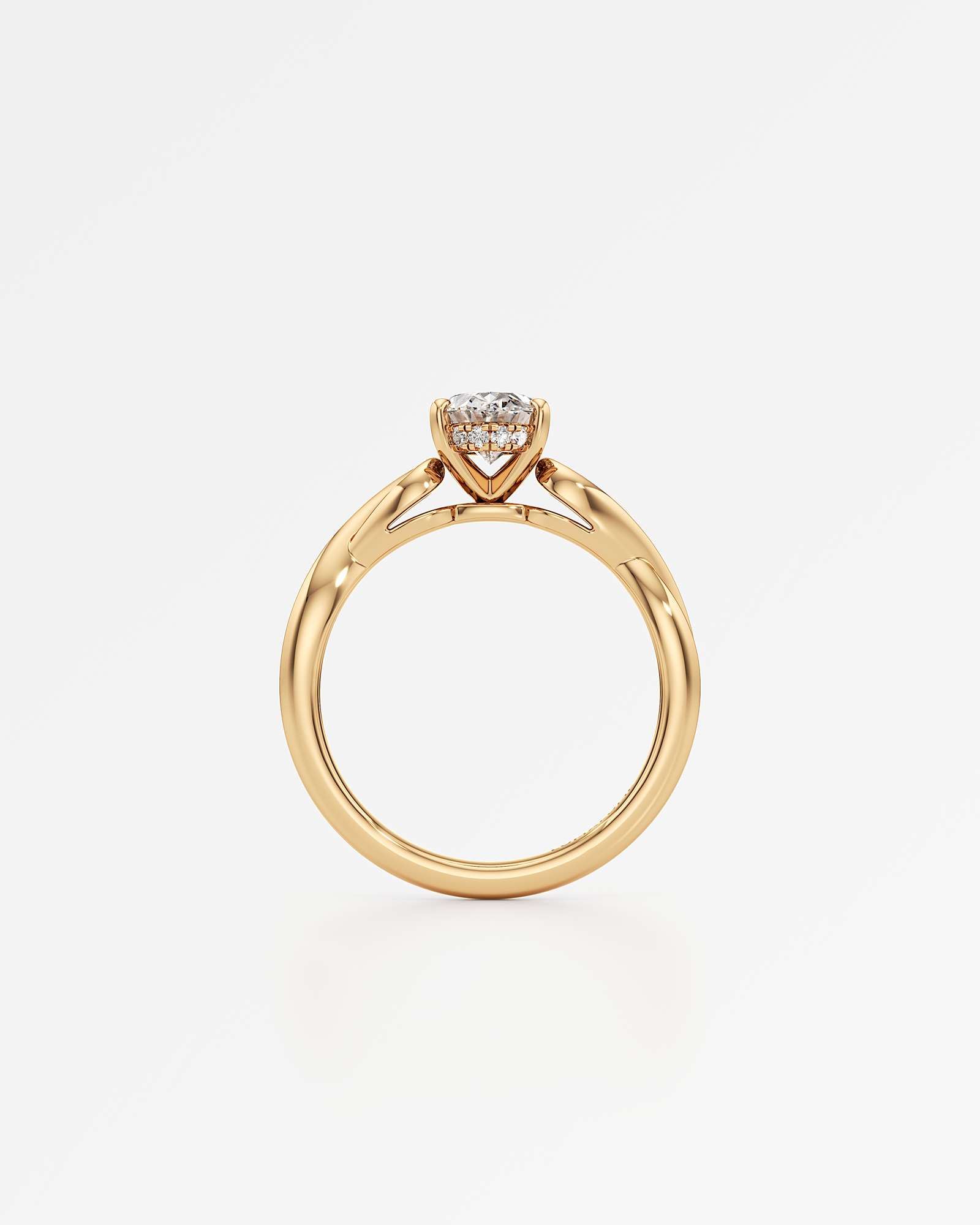 Verve Amelia Hidden Halo Diamond Engagement Ring, With 1.00 ct Oval Cut in 14K Yellow Gold (1.07 ctw)