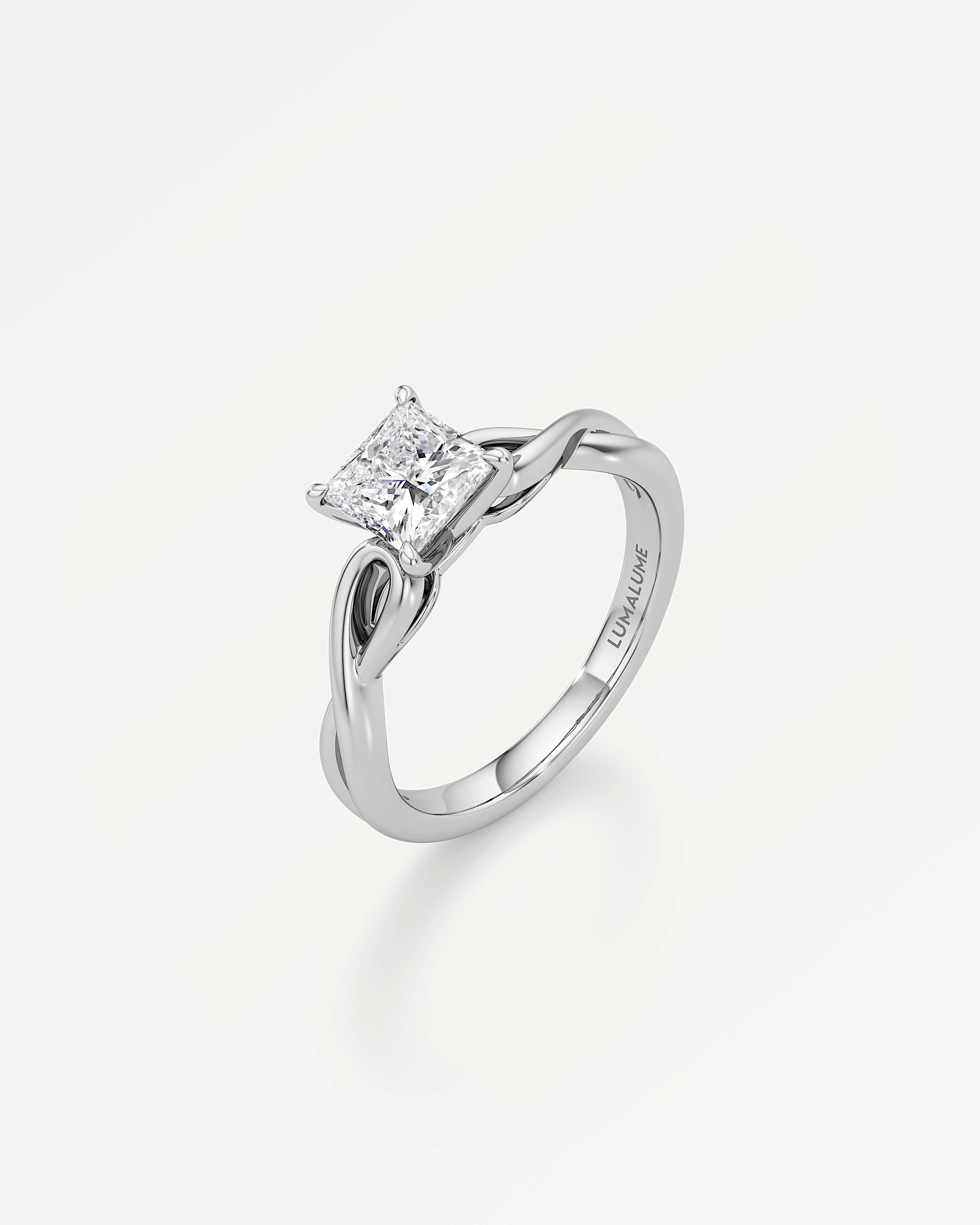 Verve Amelia Solitaire Diamond Engagement Ring, With 1.00 ct Princess Cut in 14K White Gold (1.00 ctw)