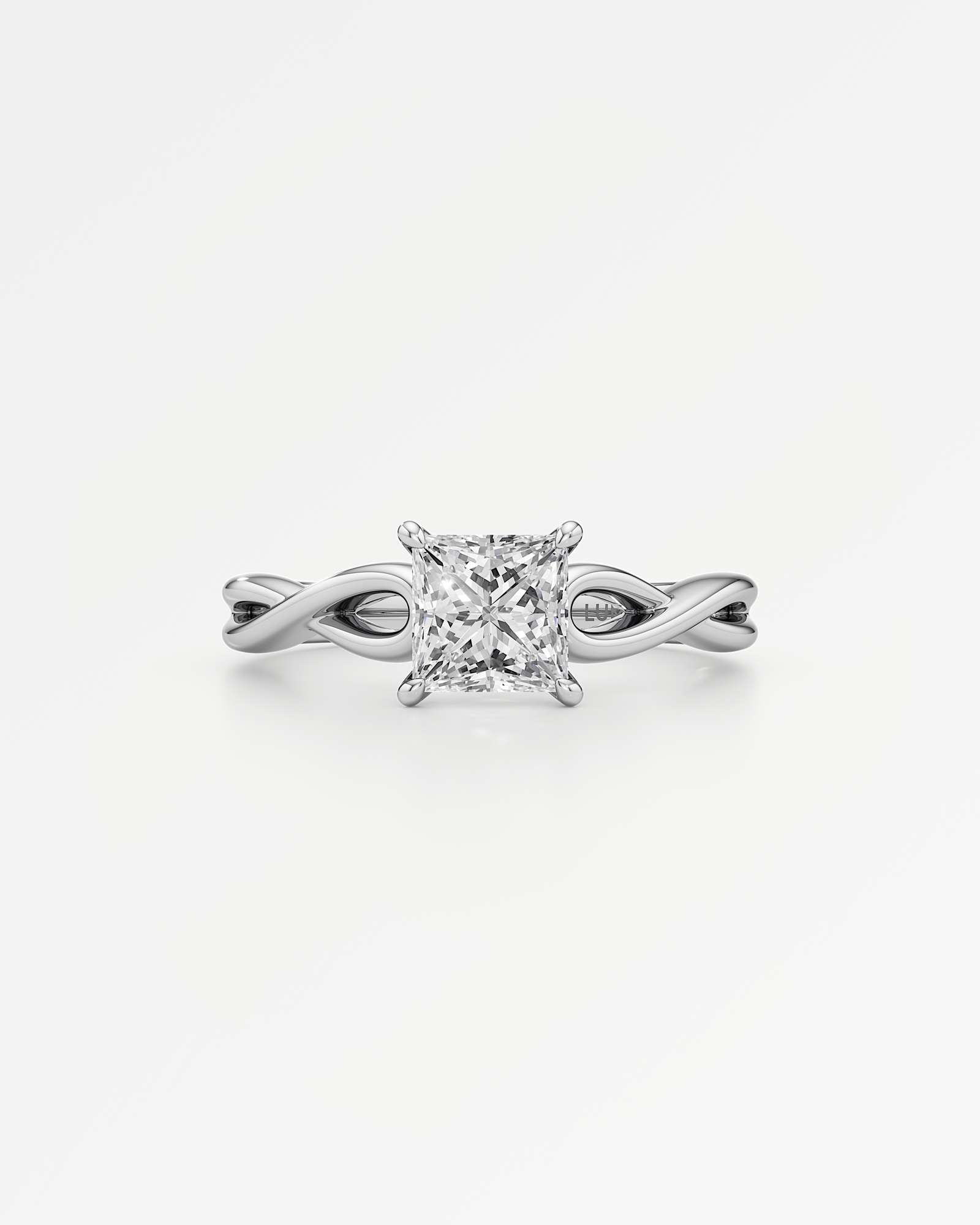 Verve Amelia Solitaire Diamond Engagement Ring, With 1.00 ct Princess Cut in 14K White Gold (1.00 ctw)