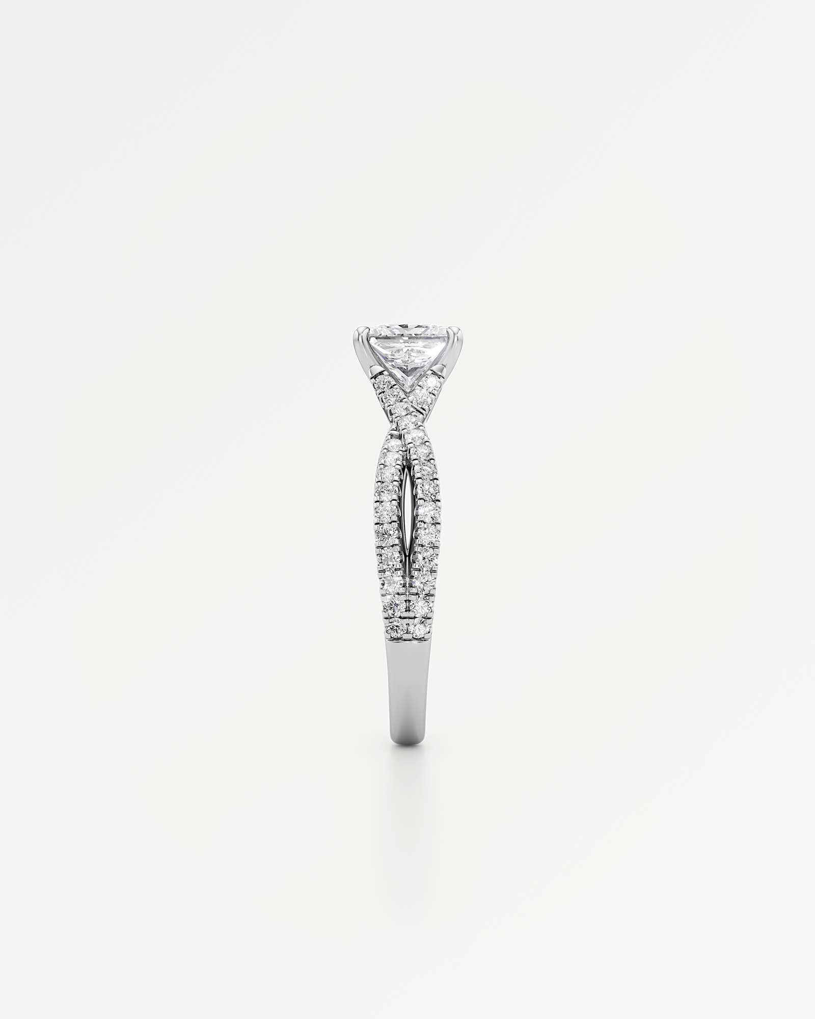 Verve Arabella Solitaire Diamond Engagement Ring, With 1.00 ct Princess Cut in 14K White Gold (1.37 ctw)