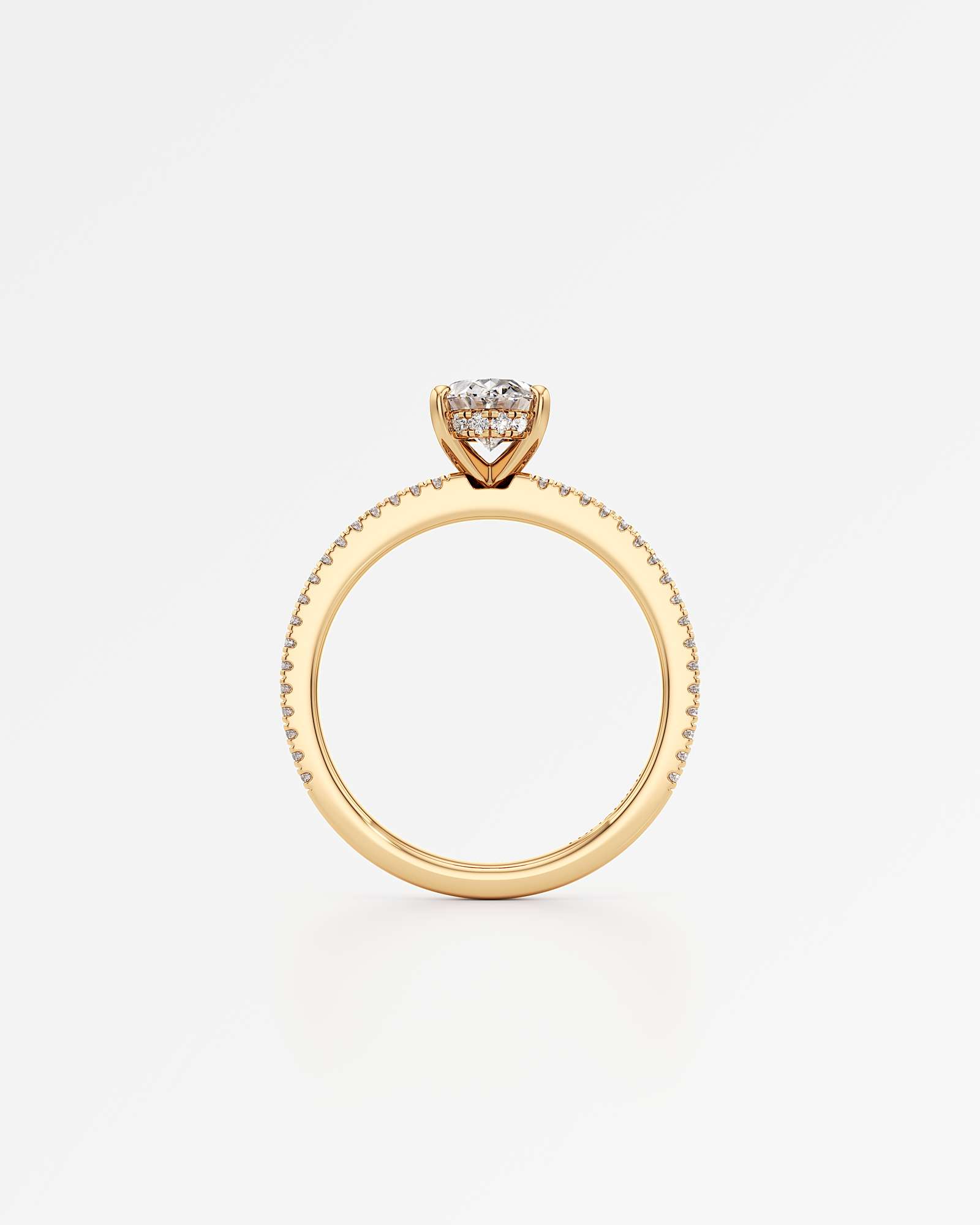 Verve Chiara Hidden Halo Diamond Engagement Ring, With 1.00 ct Oval Cut in 14K Yellow Gold (1.41 ctw)
