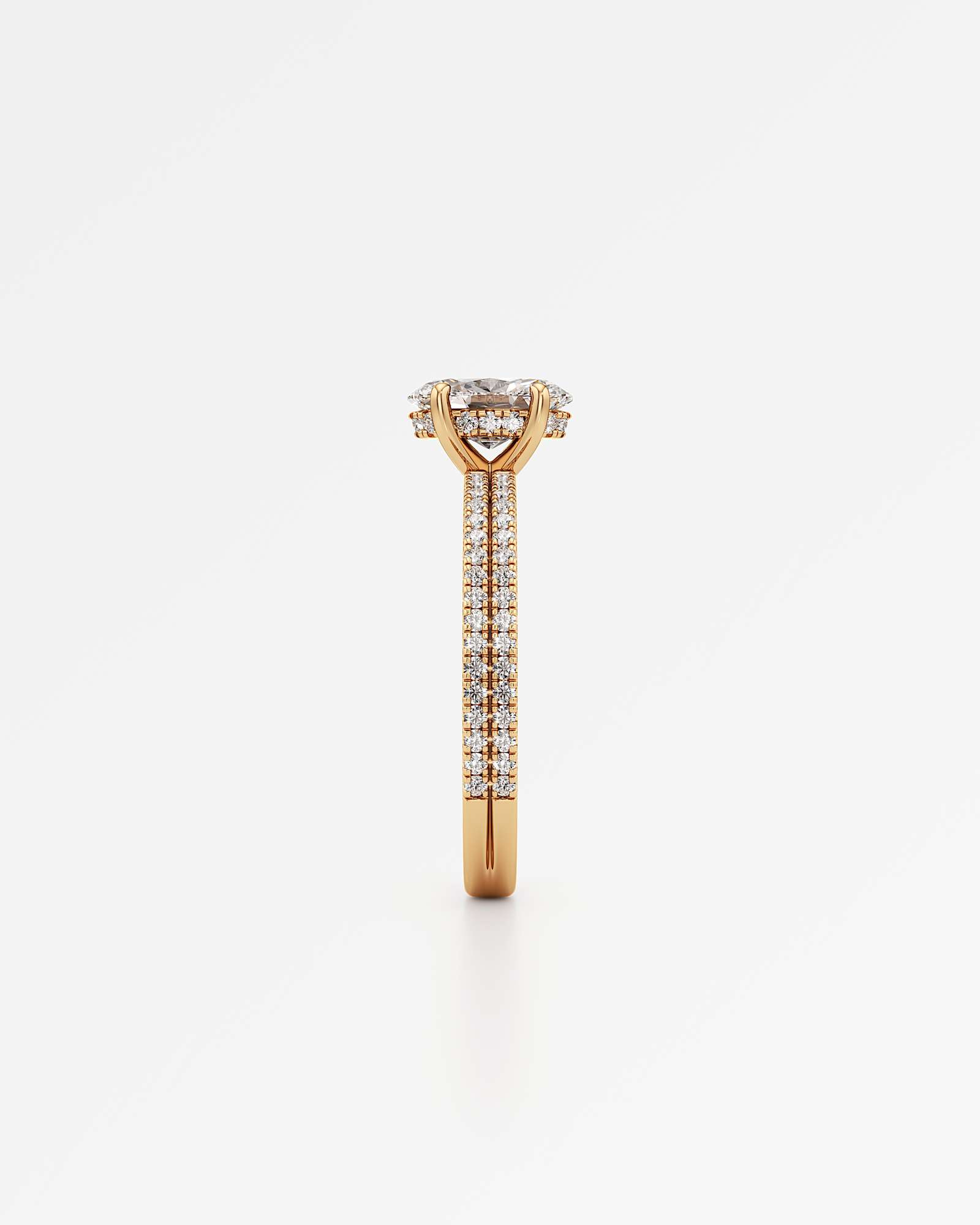 Verve Chiara Hidden Halo Diamond Engagement Ring, With 1.00 ct Oval Cut in 14K Yellow Gold (1.41 ctw)