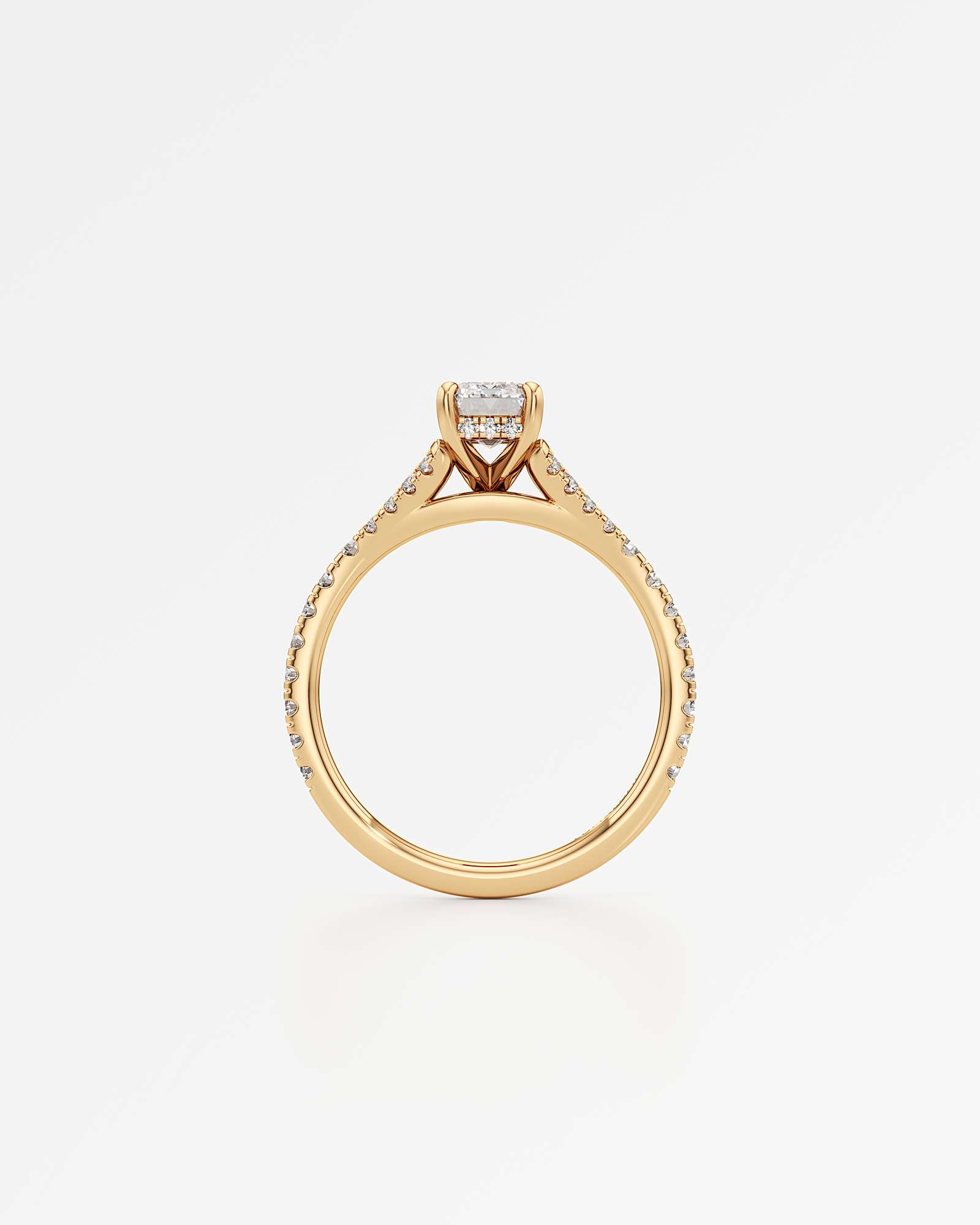 Verve Marisol Hidden Halo Diamond Engagement Ring, With 1.00 ct Emerald Cut in 14K Yellow Gold (1.48 ctw)