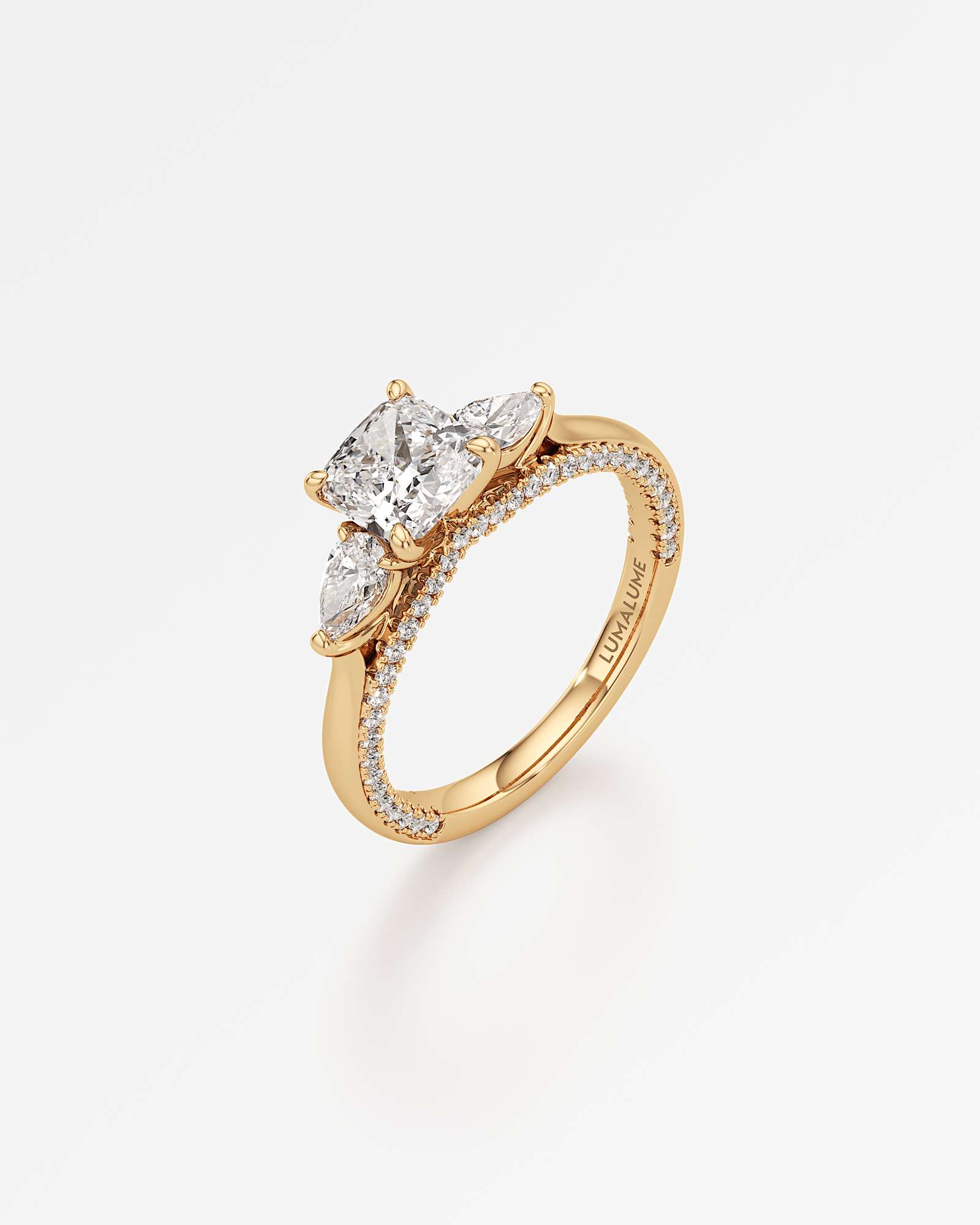 Verve Triana Solitaire Diamond Engagement Ring, With 1.00 ct Cushion Cut in 14K Yellow Gold (1.75 ctw)