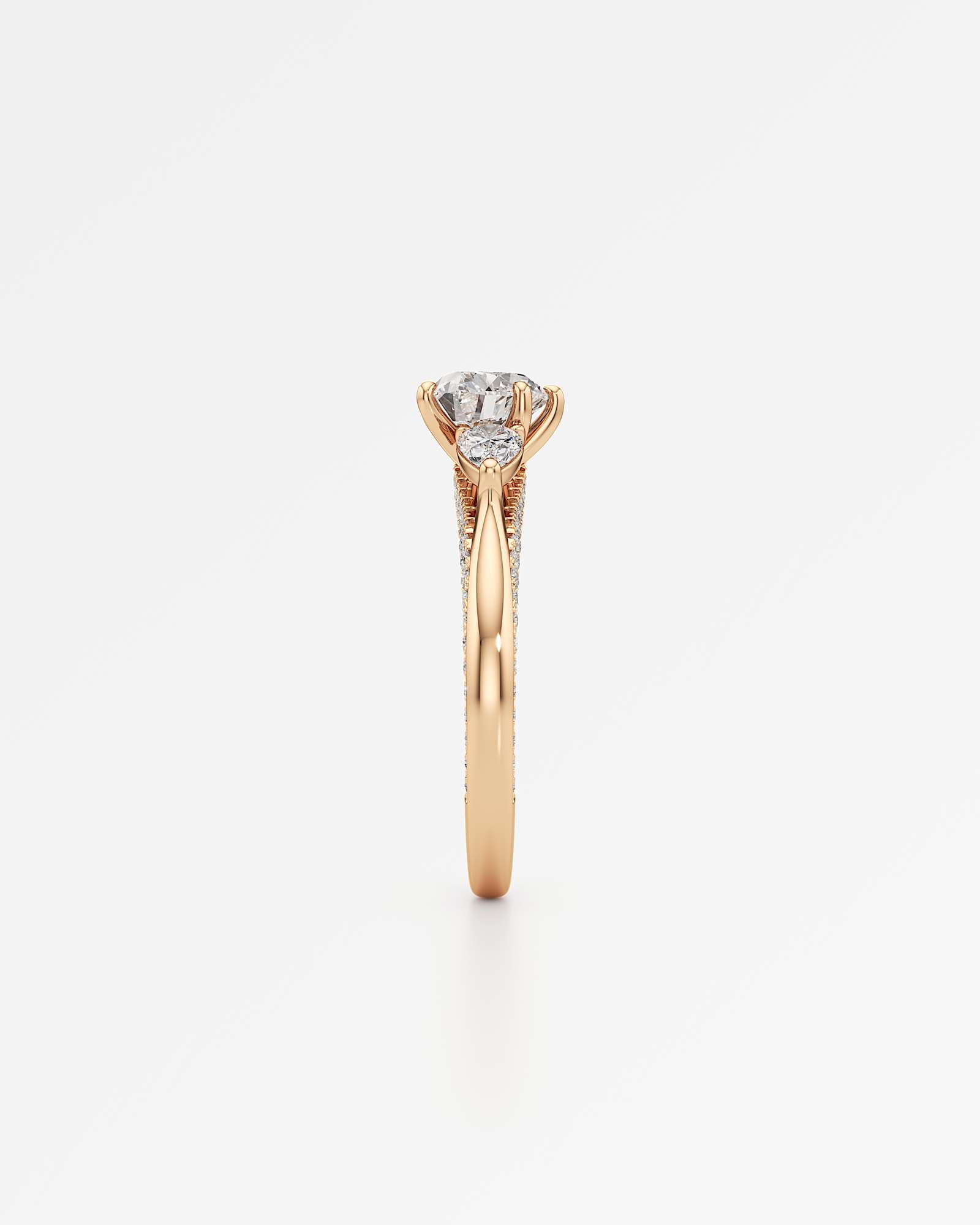 Verve Triana Solitaire Diamond Engagement Ring, With 1.00 ct Heart Cut in 14K Rose Gold (1.75 ctw)