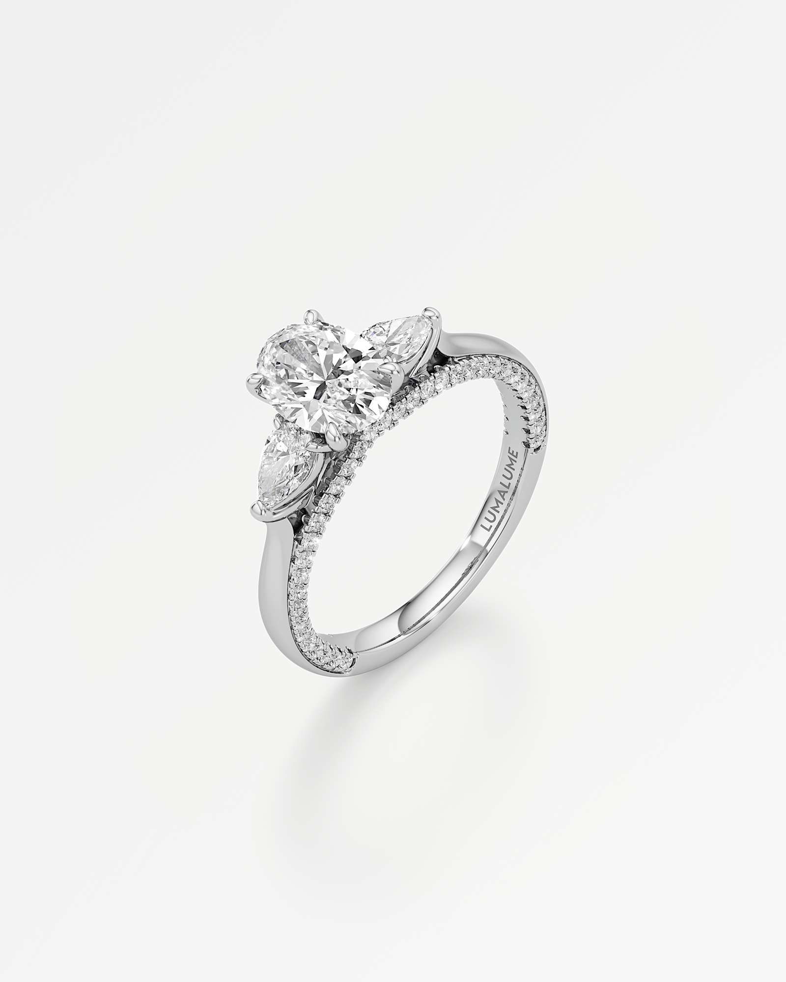 Verve Triana Solitaire Diamond Engagement Ring, With 1.00 ct Oval Cut in 14K White Gold (1.75 ctw)
