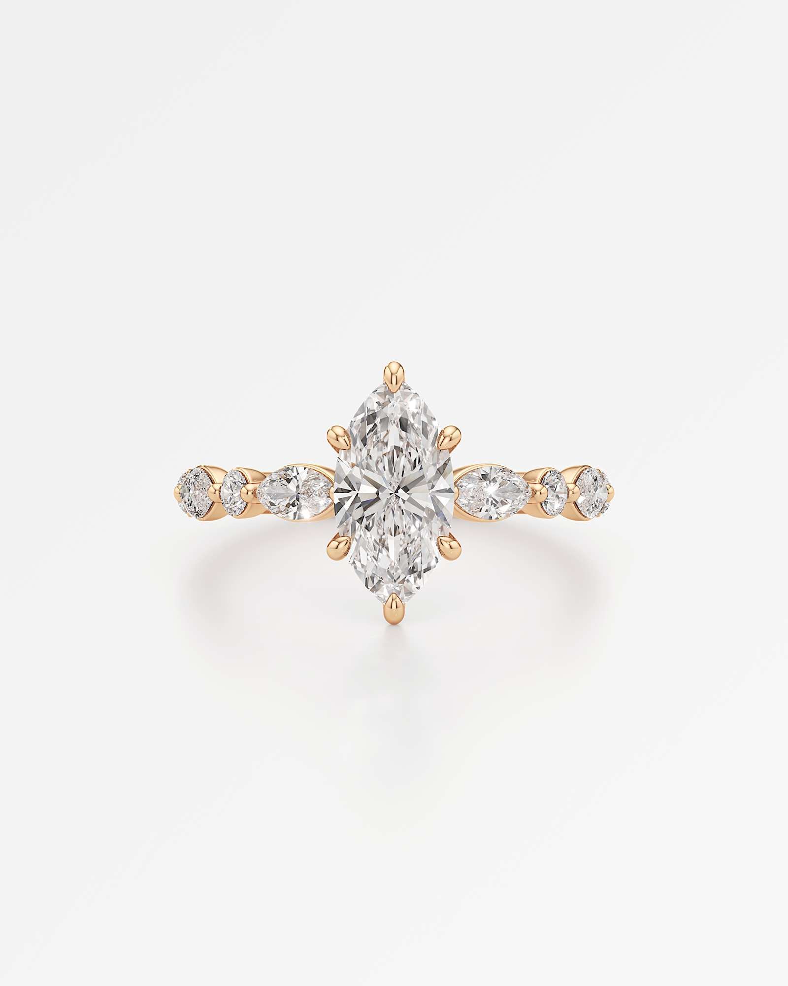 Verve Zolaine Solitaire Diamond Engagement Ring, With 1.00 ct Marquise Cut in 14K Rose Gold (1.58 ctw)