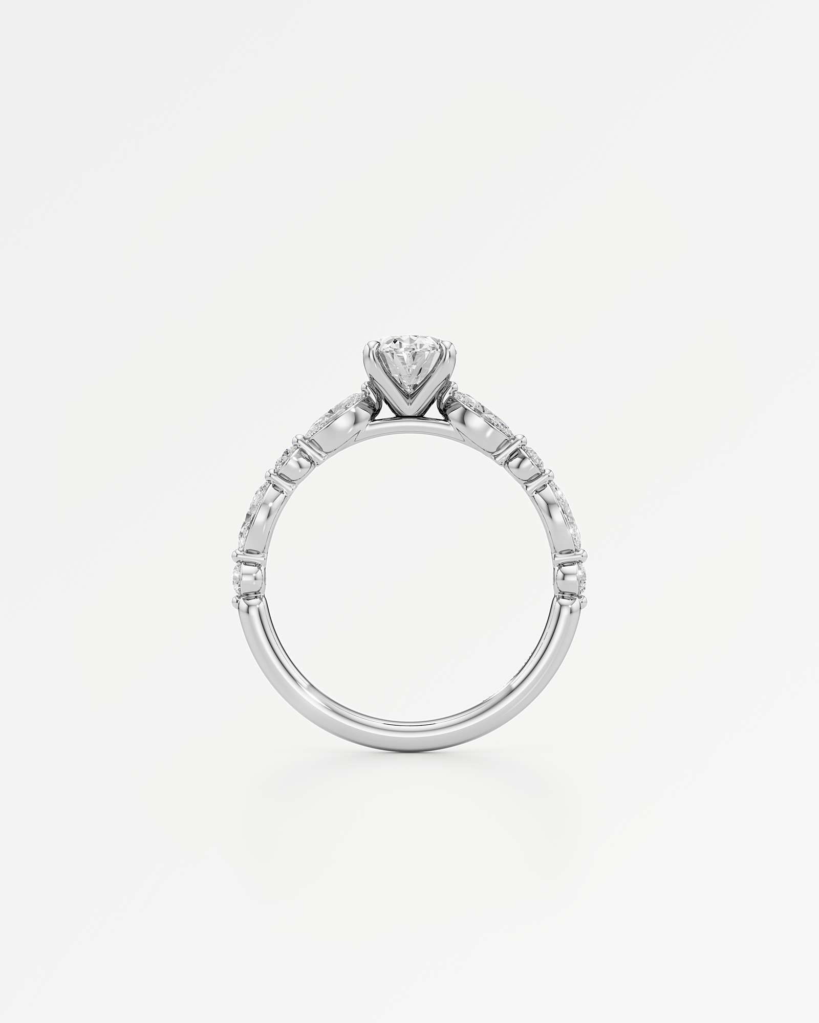 Verve Zolaine Solitaire Diamond Engagement Ring, With 1.00 ct Oval Cut in 14K White Gold (1.58 ctw)