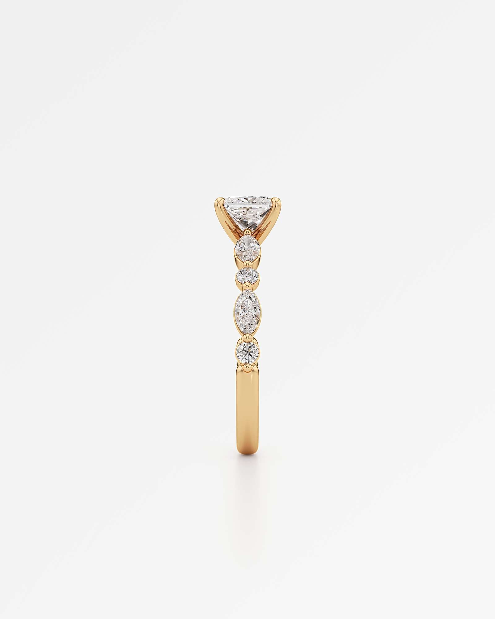 Verve Zolaine Solitaire Diamond Engagement Ring, With 1.00 ct Princess Cut in 14K Yellow Gold (1.58 ctw)