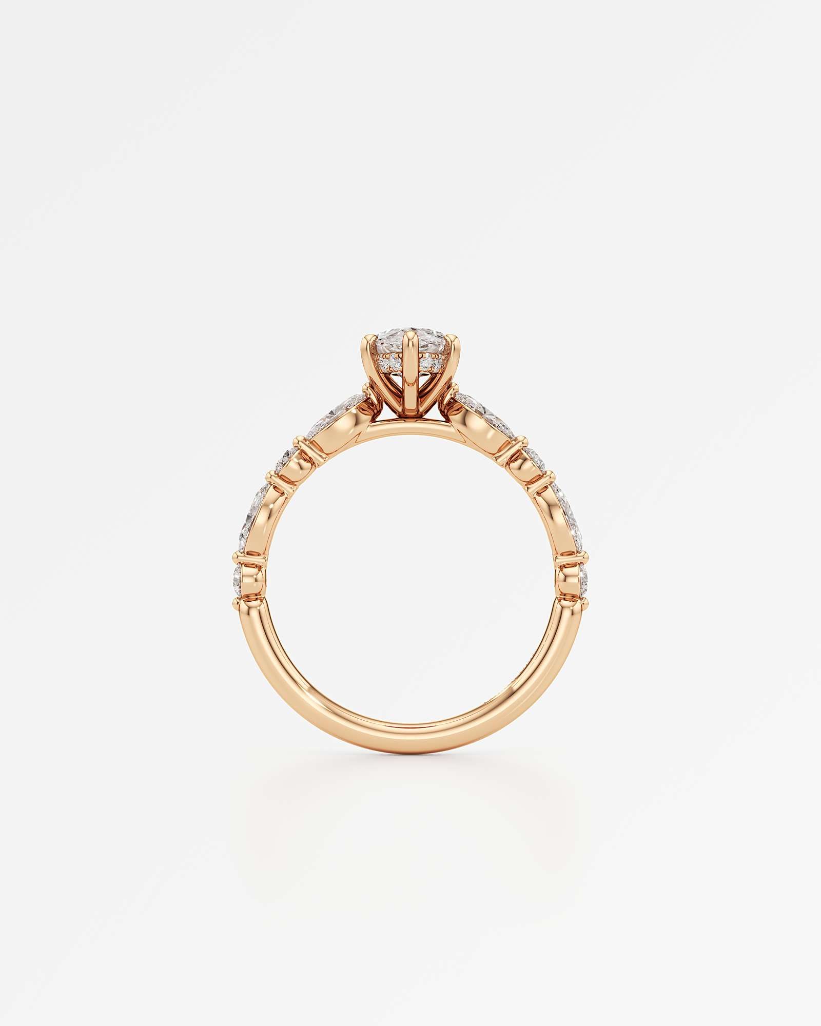 Verve Zolaine Hidden Halo Diamond Engagement Ring, With 1.00 ct Marquise Cut in 14K Rose Gold (1.65 ctw)